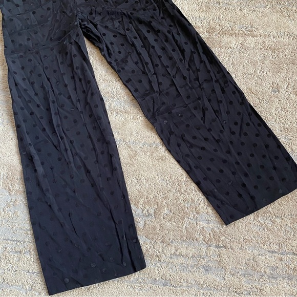 Anthropologie The Essential Jumpsuit Polka Dot Black V Neck Sleeveless Strappy - Picture 2 of 10